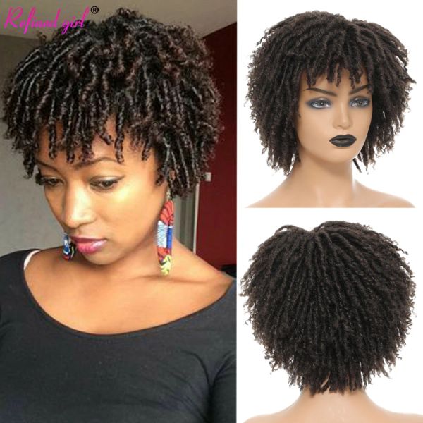 Perruques courtes dreadlock perruque pour femmes noires afro curly torsion perruques synthétiques résistantes à la chaleur endentable