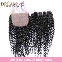 Wigs Silk Base 4x4 Lace Fermeure coquine coiffée Brésilien Hidden Knot Lace With Baby Hair Natural Black Silk Lace Fermeure