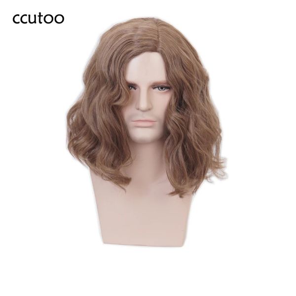Perruques Sirius Brown Short Curly Synthetic Wig Cosplay Wig Halloween Role Role Sirius Black Hair Costumes + Wig Cap