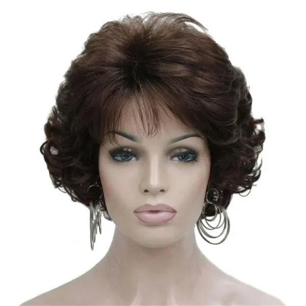 Perruques Slivery Grey Short Curly Wavy Wig 100% Importée de mode de mode synthétique Premium Wigs pour femmes