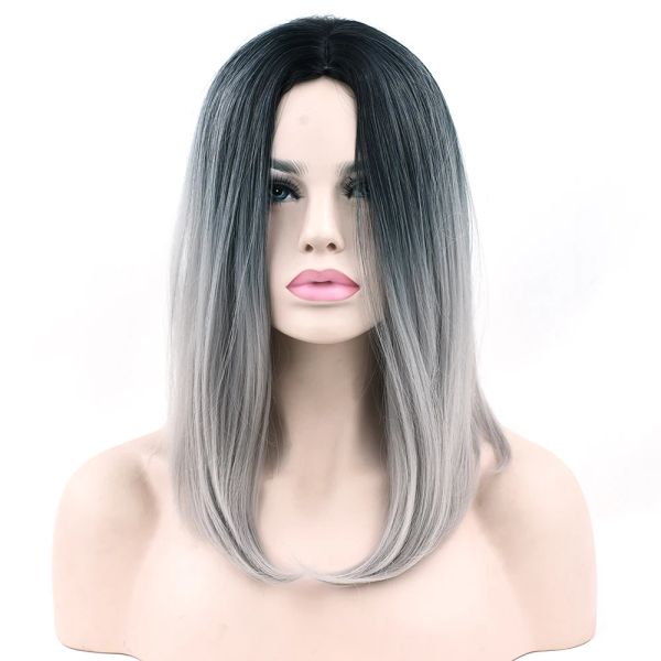 Pelucas Soowee 10 colores Cabello sintético Ombre Cabello gris Bob Wigs Short Wigs For Black Women Party Cosplay Wig