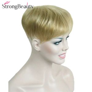 Perruques Strong Beauty Toupee Wig Hair Synthetic Toupees Hair Perte Piece Top Perreaux de nombreuses couleurs