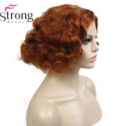 Perruques StrongBeauty Copper / Blond Flapper Hairstyle Short Curly Hair Women's Synthetic Capless Wigs