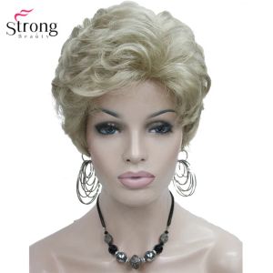 Wigs StrongBeauty Short Fluffy Natural Wave Blonde Full Synthetic Pruiken Women's Hair Wig 6 kleuren voor kiezen