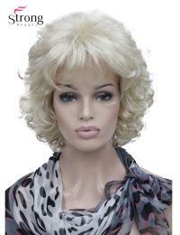 Wigs StrongBeauty Short Full Curly Synthetic Hair Wig for Women Platinum Blonde Color