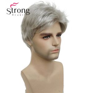 Wigs StrongBeauty Short Silver Grey Pruiken Pruiken Korte Synthetische haarpruiken Kleurkeuzes