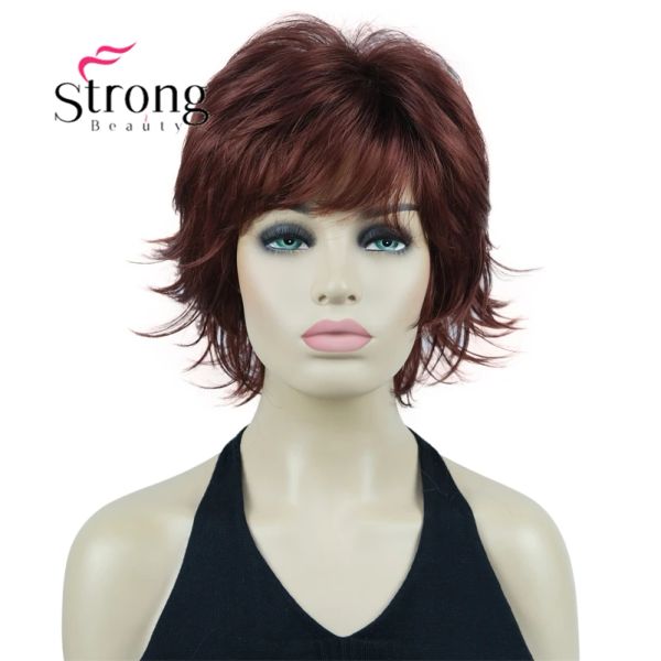 Pelucas Strongbeauty Camino sintético Capas cortas Auburn Auburn Red Full Synthetic Wigs Color Opciones de color