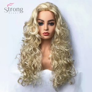 Wigs StrongBeauty Synthetische Wig Blonde voor vrouwen Lang krullend haar Capless natuurlijke pruiken cosplay