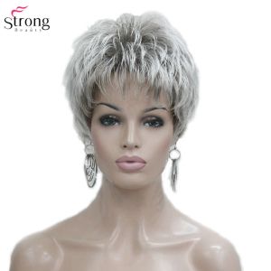 Wigs StrongBeauty Dames Wig Short Straight Pixie Cut Natural Hai Synthetic Capless Wig Gray/Red