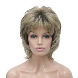 Wigs StrongBeauty Women Synthetische pruik kort haar Auburn/Blonde natuurlijke pruiken Capless gelaagde kapsels