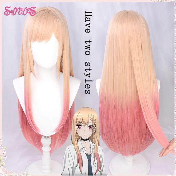 Pelucas sunxxcos mi disfraces querida marin kitagawa cosplay pelucas amarillo obre real gradiente 85cm cabello liso kawaii lindo sintético