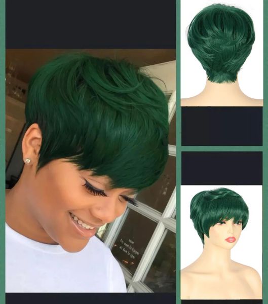 Perruques SuQ perruques synthétiques pour femmes noires/blanches perruque de cheveux verts courts coiffures résistantes à la chaleur pour les coupes de cheveux des femmes