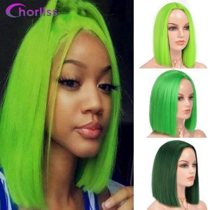 Perruques de cheveux synthétiques pour femmes, perruque Bob courte avec frange, faux cheveux rose blanc vert violet, perruques de Cosplay résistantes à la chaleur, usage quotidien