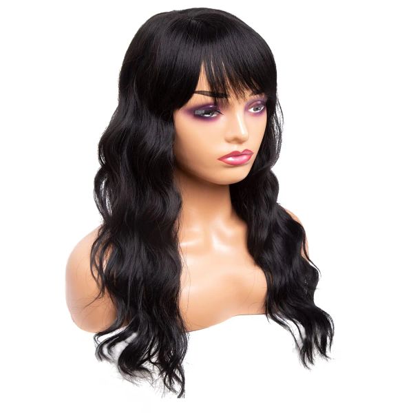 Perruques synthétiques longues perruques naturelles pour femmes noir brun ombre blonde perruque avec frange Bob perruques de cheveux Peruca Cosplay et perruque de fête