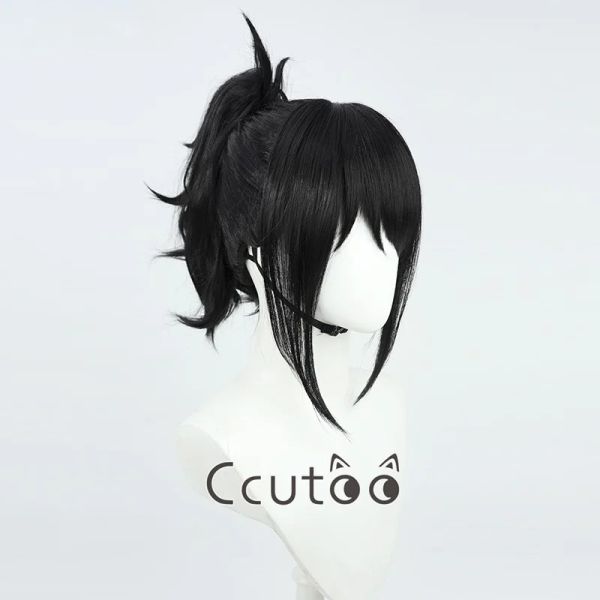 Perruques Tendo MICHIKO WIG NOIR BOUR CHEP SYNTHÉTIQUE CHIP CHIP CURLY PONY SAVIENNE MAN ANIME WIGS COSPlay