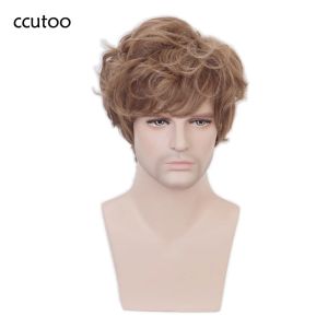 Pelucas El señor de los anillos Bilbo Baggins The Hobbit Cosplay Wig Brown Brown Curly Synthetic Cabina Juega de disfraz Wigs +Wig Cap