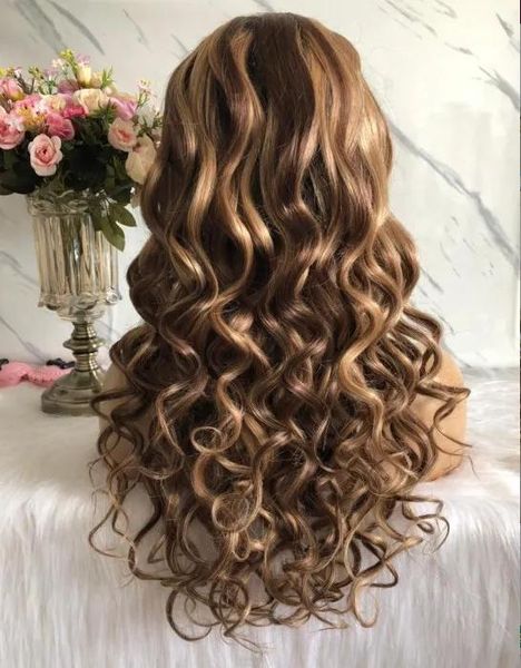 Perruques Two Tone ombre Highlight Lace Lace Front Wigs Loose Wave 10a Malaysian Virgin Remy Human Hair Full Lace Wigs for Black Woman Free Shipp