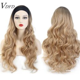 Perruques vdfd bandeau de bande synthétique long blonde ombre cheveux naturels de cheveux pour femmes noires utilise quotidiennement débutant de perruque