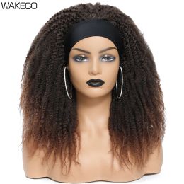 Wigs Wakego Afro Kinky Marley Twist Wig Black Ombre Bruin Hair Wig Marley Braids Hoofdband Wig Kanekalon Synthetische vlechthaarpruik