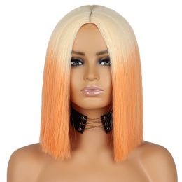 Perruques WERD perruque Bobo courte perruques synthétiques pour femmes doré Orange droite Ombre résistant à la chaleur Lolita Cosplay fête cheveux
