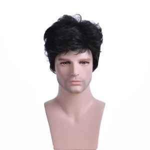 Wigs Whimsical W Synthetische volledige pruiken Pruik Wig Zwart Korte Haarpruiken Natuurlijke rechte hittebestendige hoge vezelpruiken voor mannen