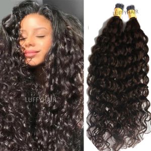 Perruques perruques Deep Curly I Tip Hair for Black Femmes 1G / S 100 STRAND BRÉSILIAN REMY HUMAN HEUR MICRO LIENS BUNDLES COULEUR 1 # / 2 # / 4 #