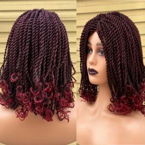 Perruques perruques Boîte de perruques Boîte tressée pour femmes noires Crochet Hair 2 Twist ombre Bug Africain Synthétique Bob Bob tressant Hair Wig Hair