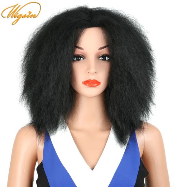 Perruques Wigsin Afro Kinky Curly Fluffy Synthetic Hair Black Wigs for Women