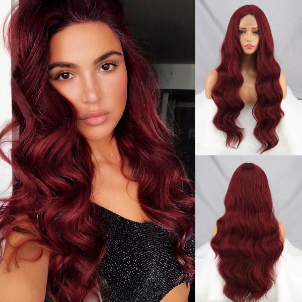 Perruques vins rouges longs grand the water wig perruque noire Halloween Cosplay Wig pour femmes Synthétique Hair Temper température résistante à la chaleur fibre