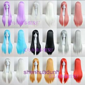 Perruques Femmes Human Hair Special Offre Cosplay Anime 80cm polyvalent Long Straitement femme multicolore Cos Colored Wig