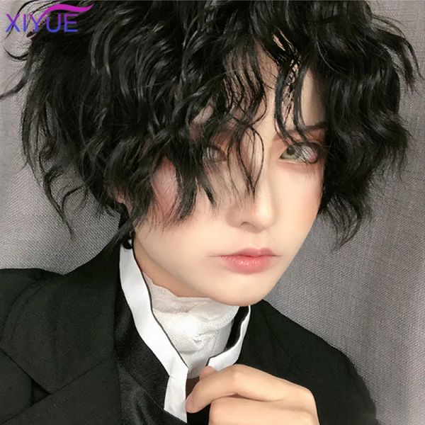 Pelucas XIYUE Ashion Hombres Peluca Corta Pelucas sintéticas Rubias Amarillas Claras con Flequillo para Hombres Mujeres Chico Cosplay Disfraz Anime Halloween