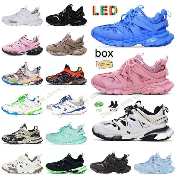 WIHT Box Track 3.0 LED Casual Shoes Mens Diseñador para mujer Sneakers Luxury Brand pistas LED 2.0 3 Runner 7 Triple S Cloud White y Black Plate-Forme Forme Dhgate.com