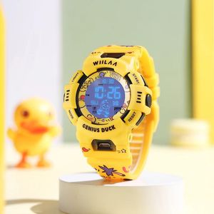 WIILAA Kinderhorloge Kleine gele eend Schattig elektronisch horloge Kinderspeelgoed Lichtgevend waterdicht horloge Cadeau voor jongens en meisjes 240305