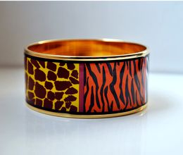 Wild Afrika-serie 18k vergulde emaille armband armband voor vrouw topkwaliteit armbanden armbanden breedte 30mm mode-sieraden
