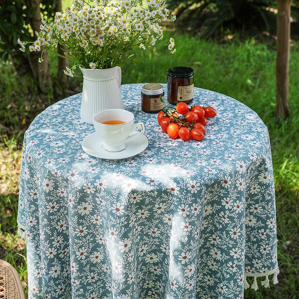 Nappes à fleurs sauvages nappe florale ronde Polyester Couverture de table de printemps lavable pour la cuisine de cuisine Péronie de pique-nique extérieur en plein air décor