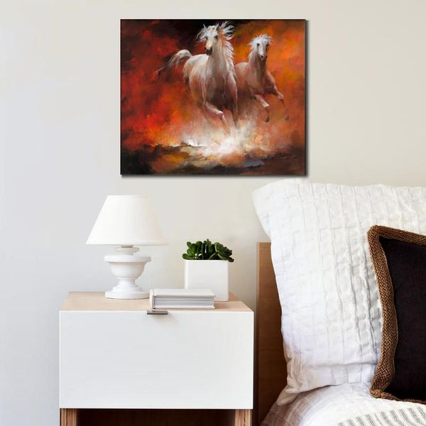 Caballos salvajes en un galope pintado a mano lienzo impresionista arte Willem Haenraets Animal pintura para decoración de dormitorio