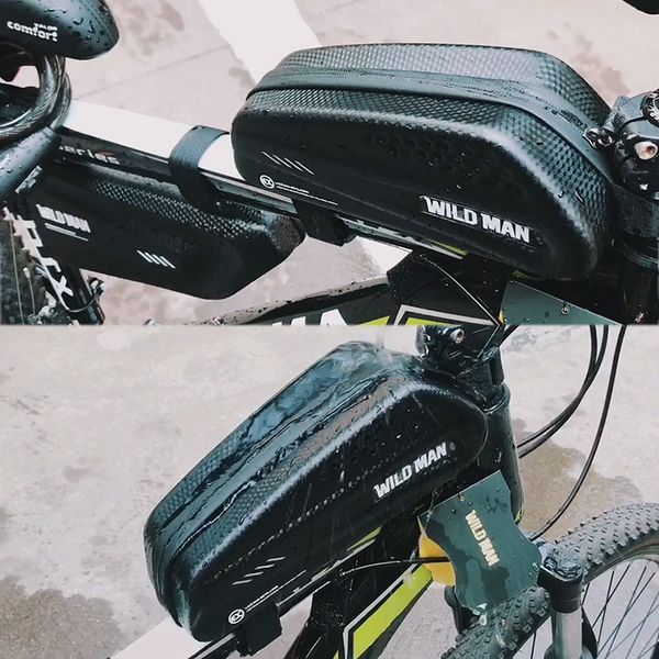 Bolso de bicicleta de montaña de Wild Man Tubo Tubo Tubo a prueba de lluvia Impermeable Bag Bag Bag Front Cycling Marco Bag Mtb Accesorios