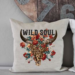 Wild Soul Iron-on Transfer for Clothing Diy Washable T-Shirts /Hoodies Thermo Stickers Beautiful Bovine Skull Patches Appliqued