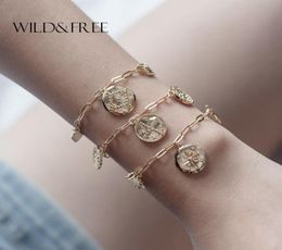 Bracelets à maillons avec pendentif en forme d'étoile sauvage pour femmes, chaîne Punk métallique en or, Bracelets à breloques, bijoux de fête, cadeaux 3667464