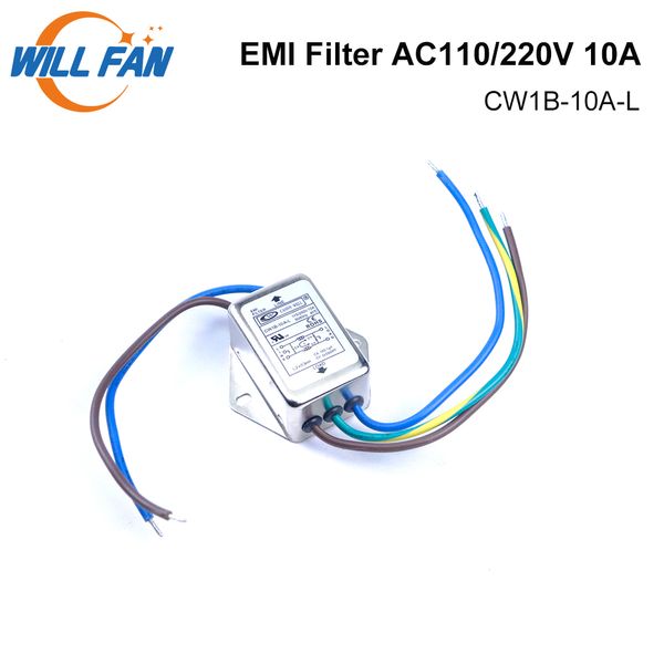 Will Fan Canny Well CW1B-10A-L 6A 10A Filtro EMI monofásico AC115/250V 50/60HZ para máquina de grabado con cortador láser Co2