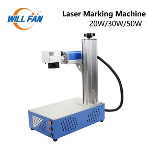 Will Fan Raycus JPT Max 20W 30W 50W Machine de marquage laser à fibre portable avec plage de travail rotative 110x110 / 300x300 mm en métal inoxydable