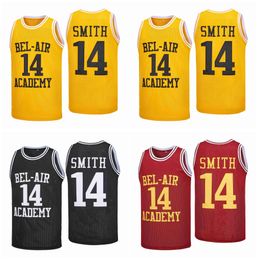 Will Smith #14 The Fresh Prince of Bel Air Academy Movie Basketball Jersey Zwart Geel Rood Maat S-XXL