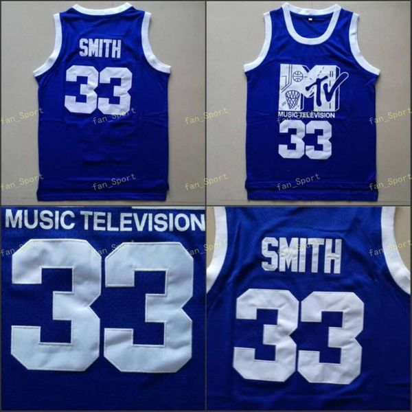 Will Smith # 33 Jersey Music Television First Annual Rock N'jock B-Ball Jam 1991 Men Blue Color Double Stiched Logos Numéro de nom en stock
