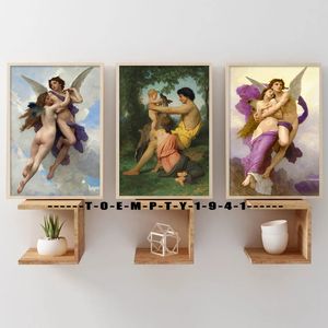 William Adolphe Bouguereau Vintage peinture Dieu Angle Affiche Toile Impression de Nude Angle Vintage Femme Portrait Wall Art Decor