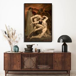 William Adolphe Old Famous Master Artist Dante et Virgil in Hell Canvas Painting Wall Art Affiche et imprimé pour décor de chambre