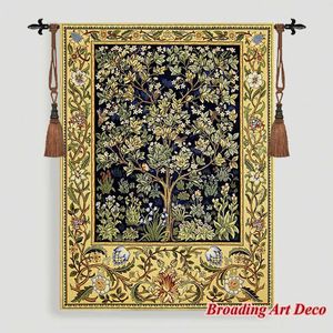 Tapiz de árbol de la vida de William Morris, tapiz colgante de pared, tejido Jacquard, gobelino, textil para el hogar, decoración artística, 100% de algodón, tallas grandes