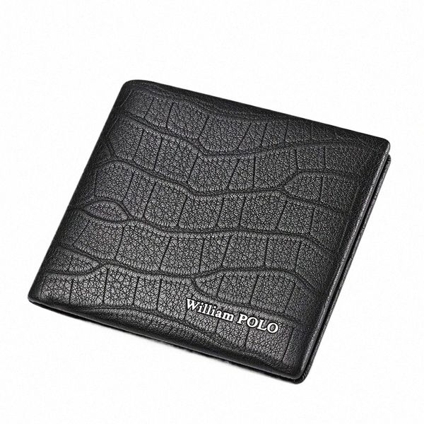 Williampolo 100% authentique portefeuille en cuir hommes Crocodile Match Men Carte portefeuille portefeuille réel portefeuille de cuves pour l'homme A28J #
