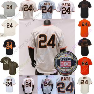 Willie Mays Jersey Vintage Retro Hall of Fame Patch 1951 Cream Grey Orange White Salute to Service Pull