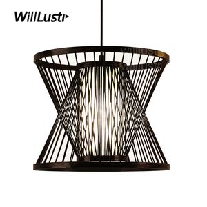 Willloh-bamboe hanglamp Wood Suspension Light Post Modern Designer Zen Hanging Lighting Pastoral Hotel Restaurant Nordic