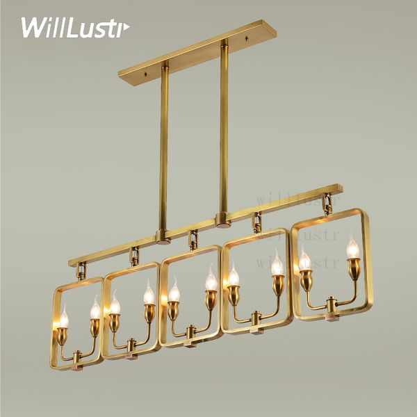 Willlustr lampe à suspension en cuivre en laiton suspension bougie lustre moderne suspension éclairage américain élégant pays nordique